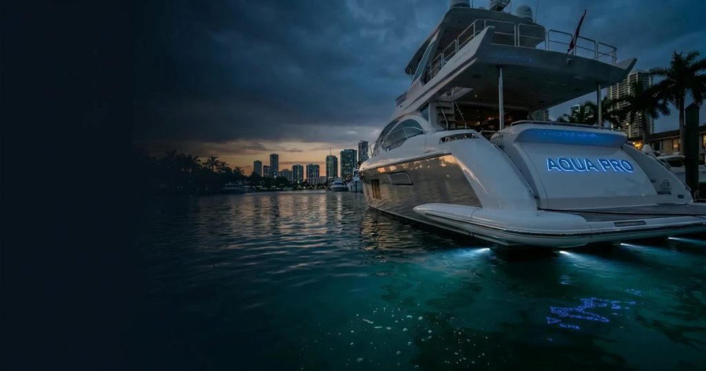 Aqua Pro Yacht Maintenance diver cleaning a yacht hull in Miami